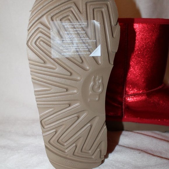 NIB UGG RED METALLIC GLITTER CLASSIC SHORT BOOTS YOUTH 4 5 WOMEN'S 6 7 - Picture 8 of 8